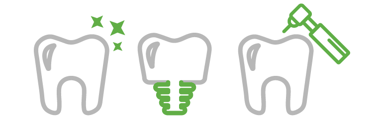 Dental cleanings, dental implants and root canal
